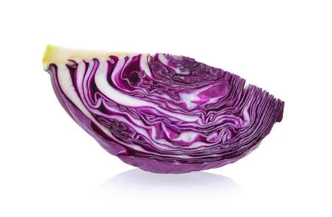 Purple cabbage slice on white background Stock Photos