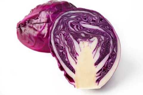 Purple cabbage on white background Stock Photos