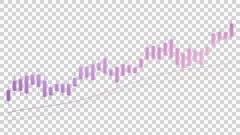 Purple Candlestick Chart - Wide View - 3D Illustration Stockillustratie