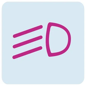 Purple car headlight beam light indicator vector icon Stock Illustration