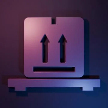 Purple Cardboard boxes on pallet icon isolated on purple-blue background. C.. Stock Illustration