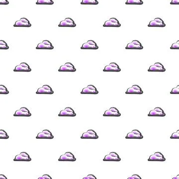 Purple cartoon cloud seamless pattern on white background Ilustración de archivo