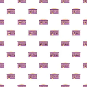 Purple cartoon house pattern repeating wallpaper design Stock Illustration