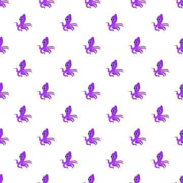Purple cartoon octopus repeat pattern background Stock Illustration