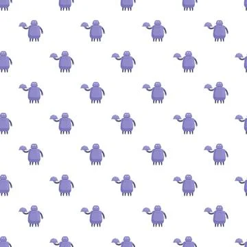 Purple cartoon robots serving on trays creating a seamless pattern Stockillustratie