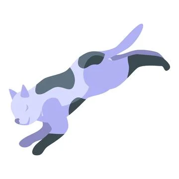 Purple cat with dark spots jumping playfully Stock Illustration