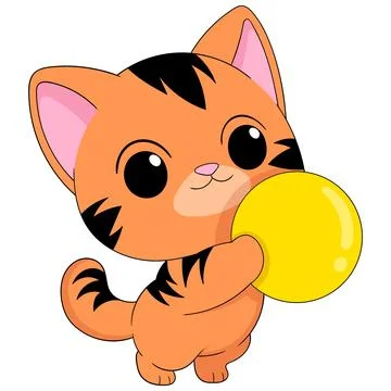 Purple cat playing and chasing a ball Stock Illustration