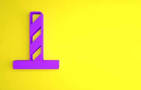 Purple Cat scratching post with toy icon isolated on yellow background. Minim 스톡 일러스트