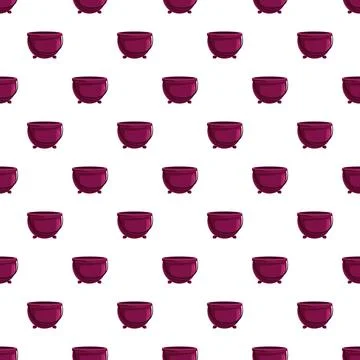 Purple cauldrons seamless pattern on white background Stock Illustration