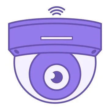 Purple CCTV Security Camera Icon. Vector Illustration. Surveillance Camera .. Stock Illustration