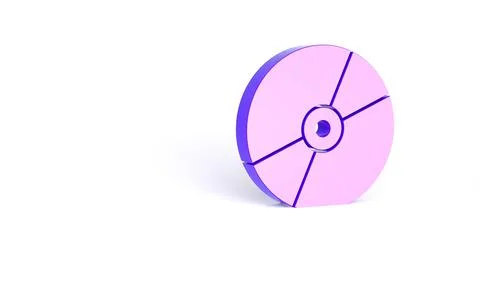 Purple CD or DVD disk icon isolated on white background. Compact disc sign. M Stock-Illustration