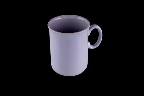 Purple Ceramic Mug On Black Background Isolated Coffee Cup For Kitchen And .. Stock Photos