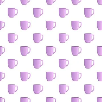 Purple ceramic mugs repeating seamless pattern background イラスト素材