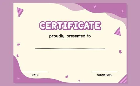 Purple certificate border frame template cute vector illustration Stock Illustration