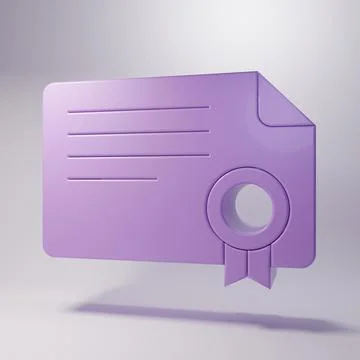 Purple Certificate template icon isolated on grey background. Achievement, .. Stock Illustration