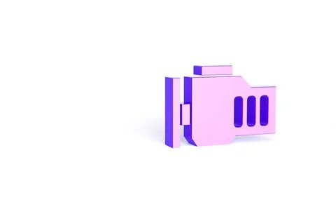 Purple Check engine icon isolated on white background. Minimalism concept. 3d Stock Illustration