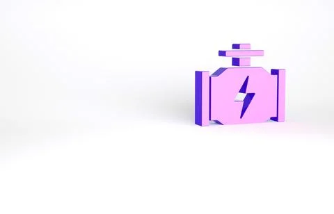 Purple Check engine icon isolated on white background. Minimalism concept. 3d Stock Illustration