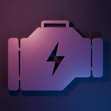 Purple Check engine icon isolated on purple-blue background. Minimalism con.. Stock Illustration