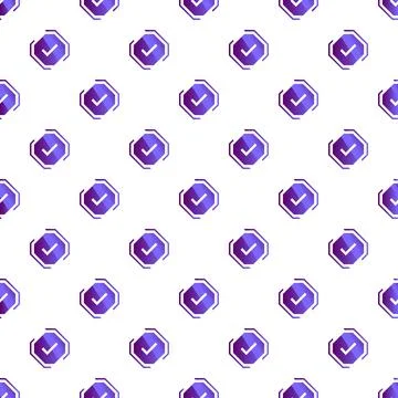 Purple checkmark icon pattern confirming success background 库存插图