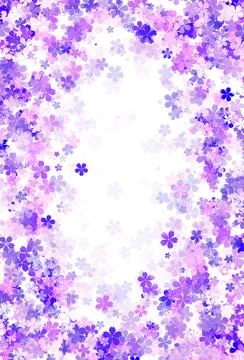 Purple cherry blossom frame background, Violet sakura floral border, Abstract 库存插图