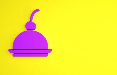 Purple Cherry cheesecake slice with fruit topping icon isolated on yellow Stock Illustration