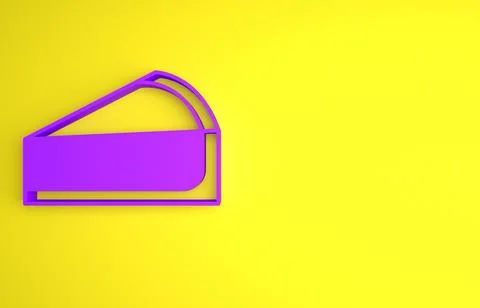Purple Cherry cheesecake slice with fruit topping icon isolated on yellow bac Illustrazione stock