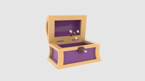 A purple chest overflowing with shiny coins, symbolizing treasure and wealt.. Stock Footage 303142353