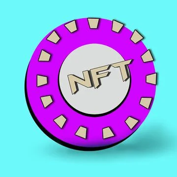 Purple chip on blue background with shadow Illustrazione stock