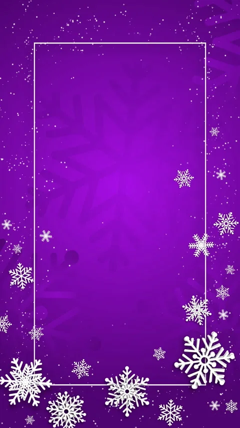 Purple Christmas background with white frame of snowflakes. New Year winter Stock Footage 295234632