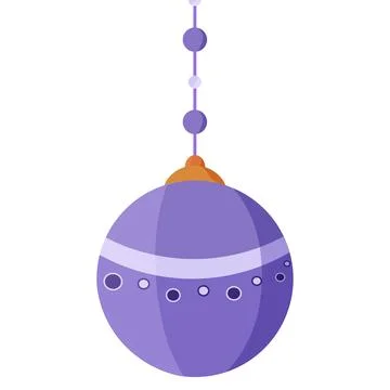 Purple Christmas bauble with dotted pattern and beaded chain, modern minima.. Stock Illustration