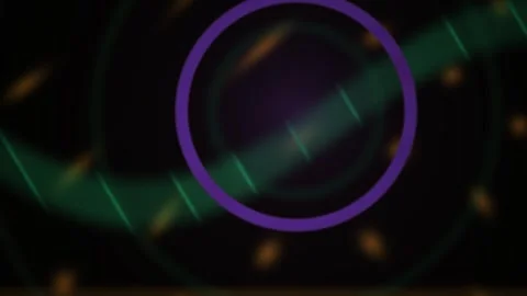 Purple Circle Abstract Motion Graphic with Green Light Streaks on Dark Back.. 스톡 동영상 343751251