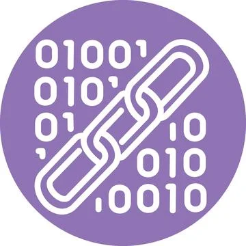 Purple Circle Binary Code Blockchain Icon 스톡 일러스트