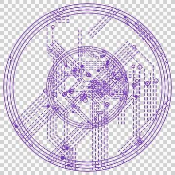 Purple circle circuit pattern transparent PNG design element Stock Photos
