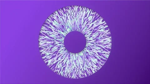 Purple circle with floating lines in neon color. 3d rendering loop animation 4K Video stock 265904736
