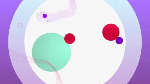 Purple Circle Frame Colorful Balls Flat Design Background Copy Space Stock Footage 274455171