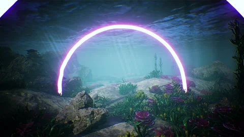 Purple Circle Led Light Underwater Aquarium 4K Stock Footage 159651472