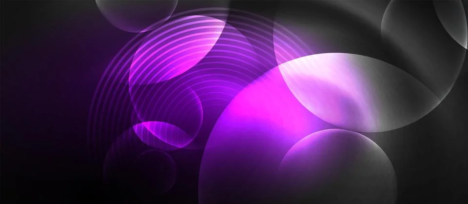 Purple circles on black background create an electric blue pattern Illustrazione stock