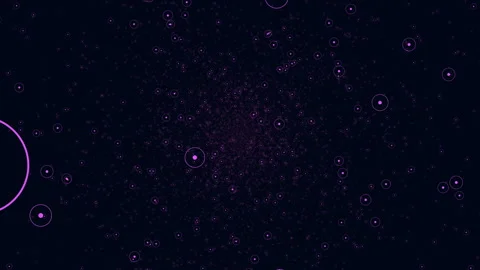 Purple circles forming intricate circular pattern on black background Vídeo Stock 255988053