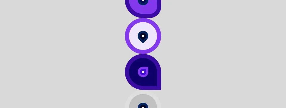 Purple circles stacked vertically. Gray background creates simple, modern d.. Stock Illustration