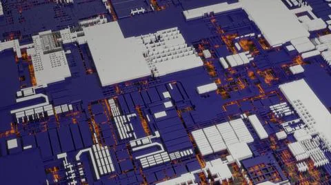 Purple circuit space of a computer board background Foto stock