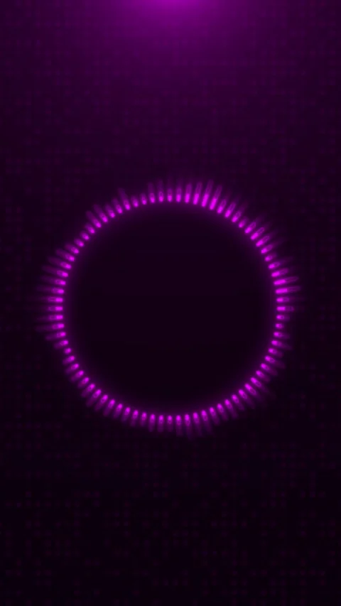 Purple circular HUD ring glowing radial ticks, dotted grid texture, and dark fut Stock Footage 340479877
