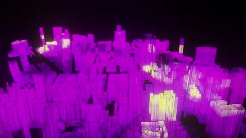 Purple City neon data science sci fi Stock Footage 145299996