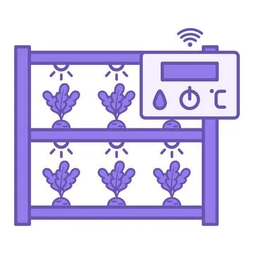 Purple Climate Control Panel Icon. Vector Illustration. Electronic Device T.. Stock Illustration