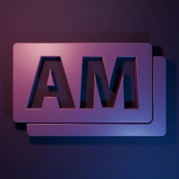Purple Clock AM icon isolated on purple-blue background. Time symbol. Minim.. 库存插图