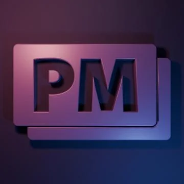 Purple Clock PM icon isolated on purple-blue background. Time symbol. Minim.. Stock Illustration