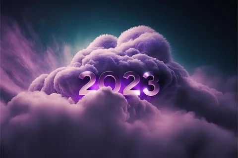 Purple cloud with background new year 2023 Stock Illustration
