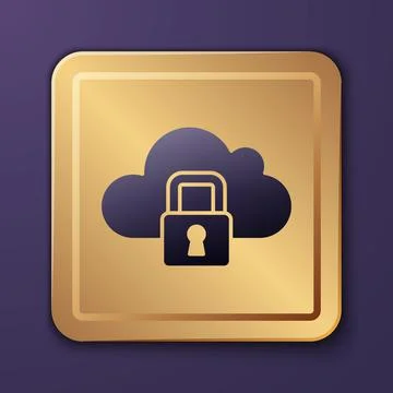 Purple Cloud computing lock icon isolated on purple background. Security, safety Stock Illustration