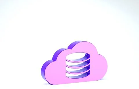 Purple Cloud database icon isolated on white background. Cloud computing conc Stock Illustration