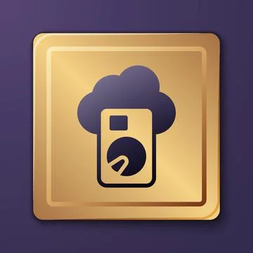 Purple Cloud database icon isolated on purple background. Cloud computing Stock Illustration