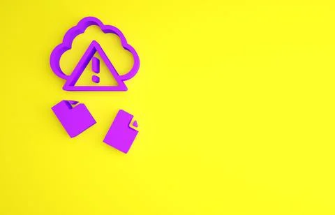 Purple Cloud hacking icon isolated on yellow background. Cloud leak. Minimali Stock Illustration